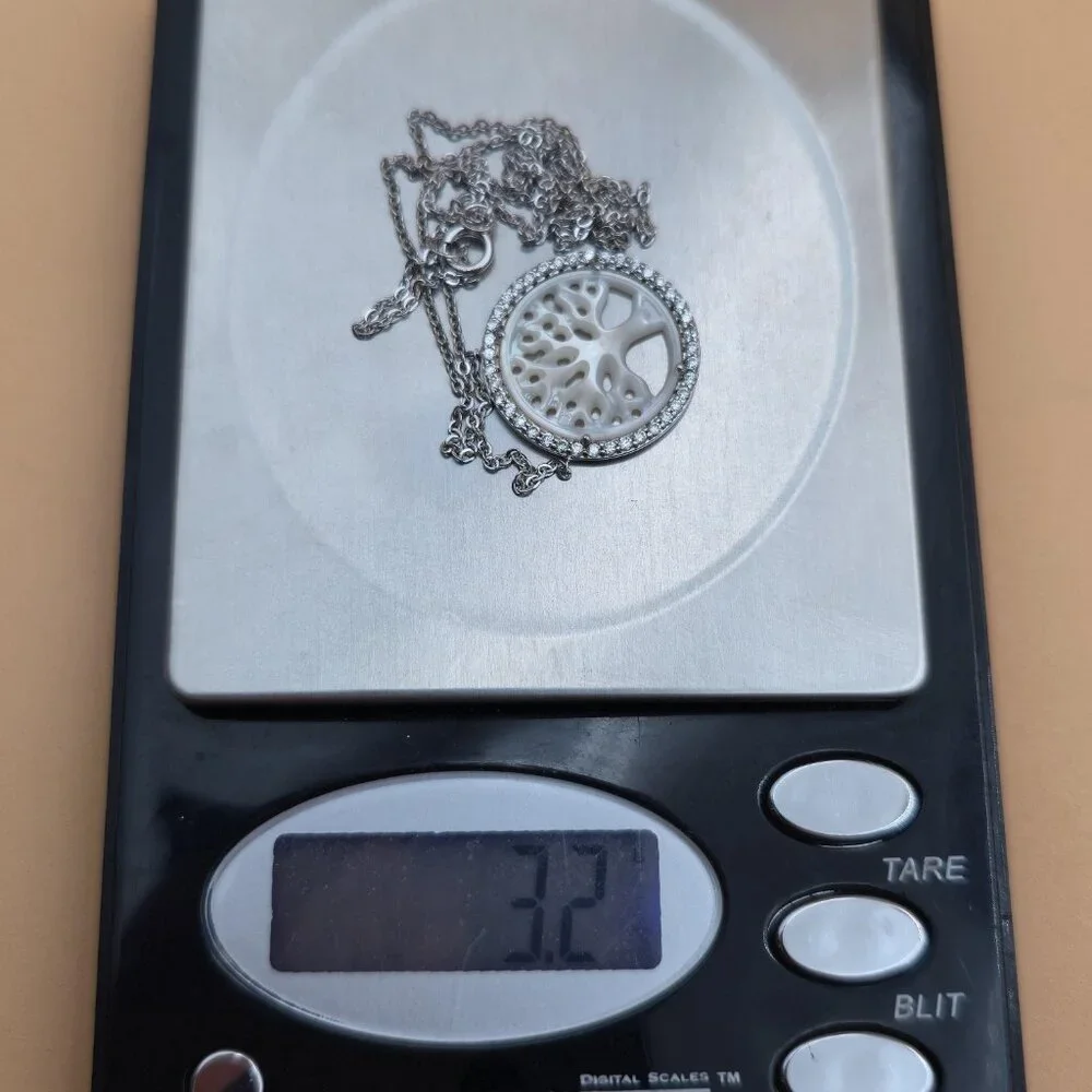 18 Inch Sterling Silver MoP Tree Of Life Cubic Zirconia Necklace A5497 - Picture 8 of 8